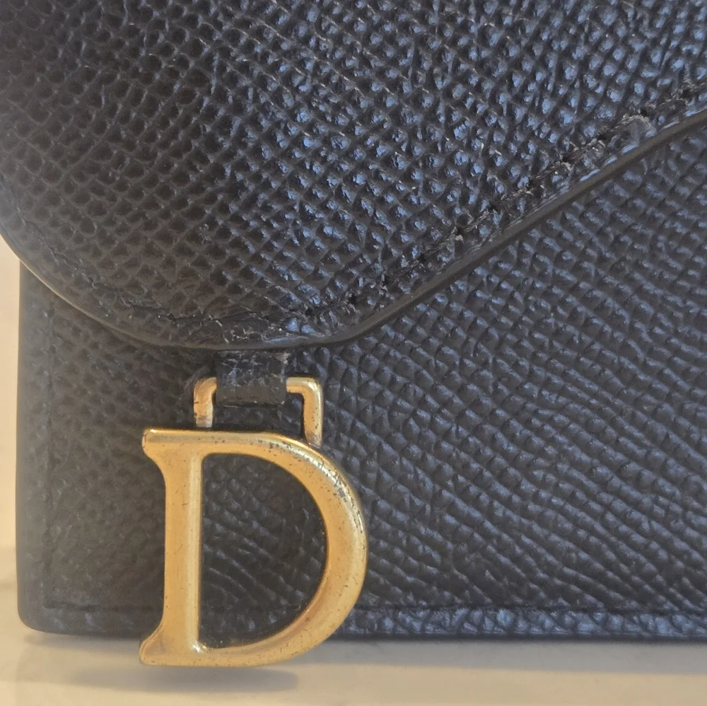 DIOR Black Saddle Bloom Card Holder